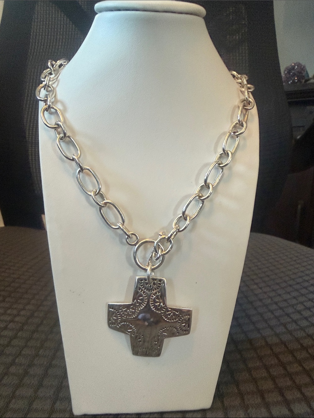 Silpada Southwest Sterling Silver Cross Pendant Link Necklace